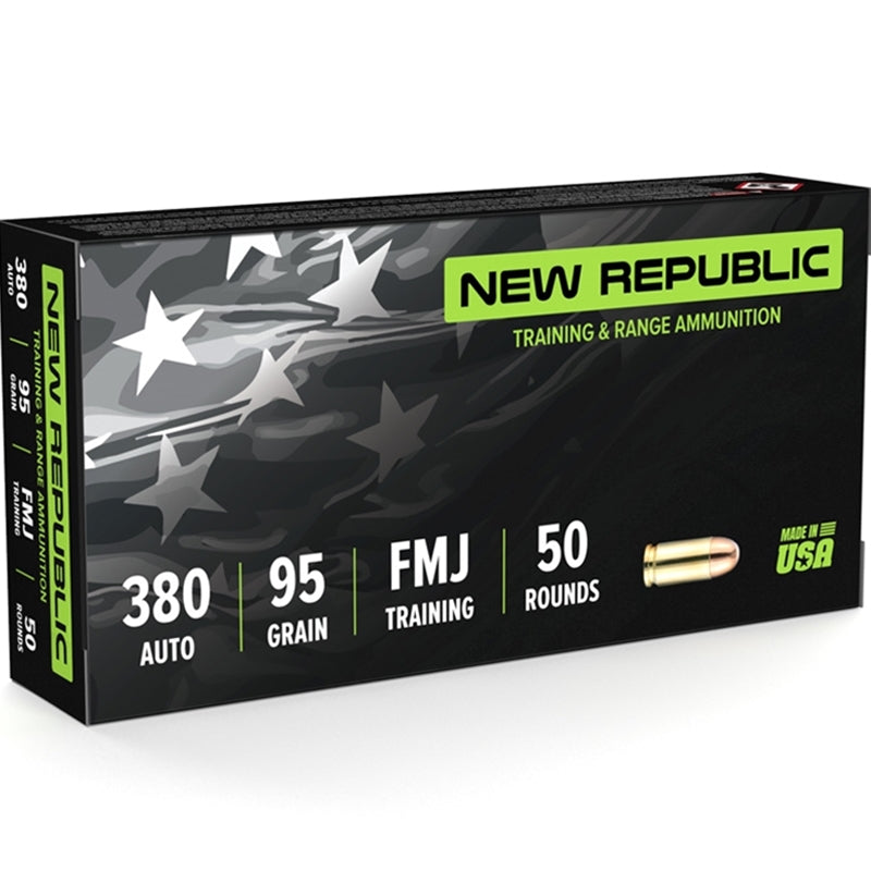 New Republic Training and Range 380 ACP Ammo 95 Grain Full Metal Jacket - NR3809550