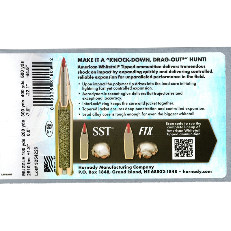 Hornady American Whitetail Tipped 6.5 Creedmoor Ammo 129 Grain SST - 81509