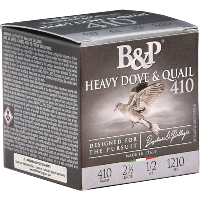 B&P Heavy Dove & Quail 410 Gauge Ammo 2 1/2" 1/2 oz #7.5 Lead Shot - 410BD75