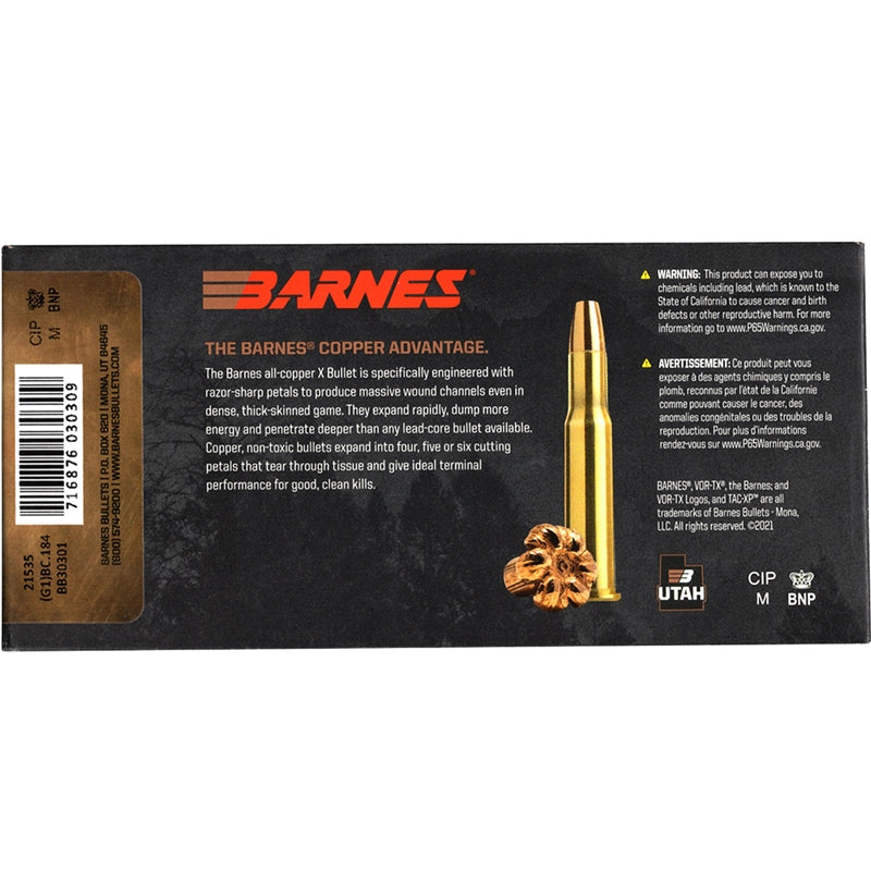 Barnes VOR-TX 30-30 Winchester Ammo 150 Grain TSX FN - BB30301