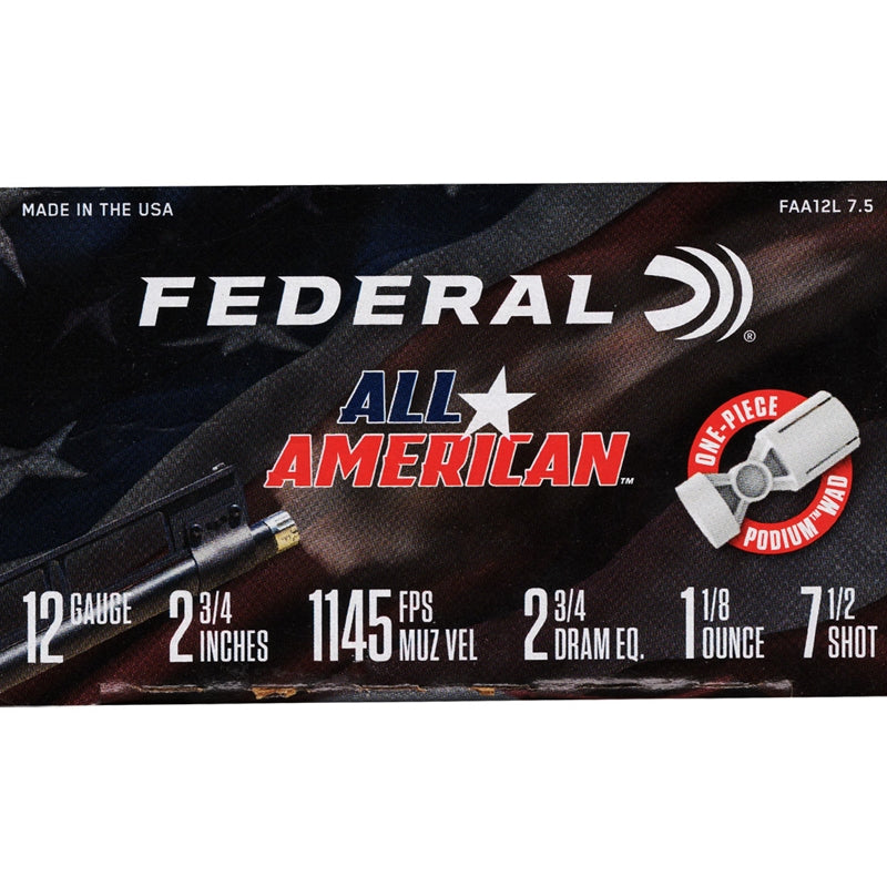 Federal All American 12 Gauge Ammo 2 3/4" 1 1/8 oz #7.5 Lead Shot 394 Pellets - FAA12L 7.5
