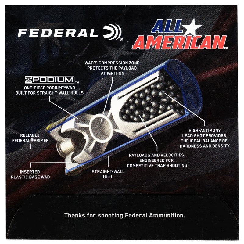 Federal All American 12 Gauge Ammo 2 3/4" 1 oz #8 Lead Shot 410 Pellets - FAA12L1 8