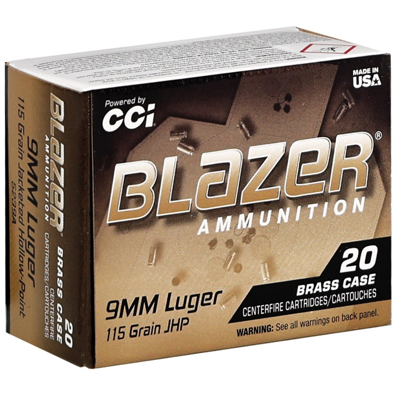 CCI Blazer Brass 9mm Ammo 115 Grain Jacketed Hollow Point - 5239A