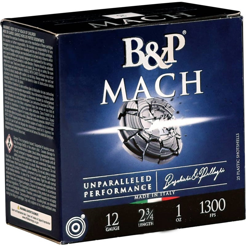 B&P Mach 12 Gauge Ammo 2 3/4" 1 oz #8 Shot - 12B1F2H8
