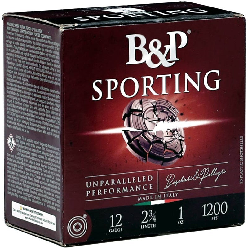 B&P Sporting 12 Gauge Ammo 2 3/4" 1 oz #8 Shot - 12B1SCL8