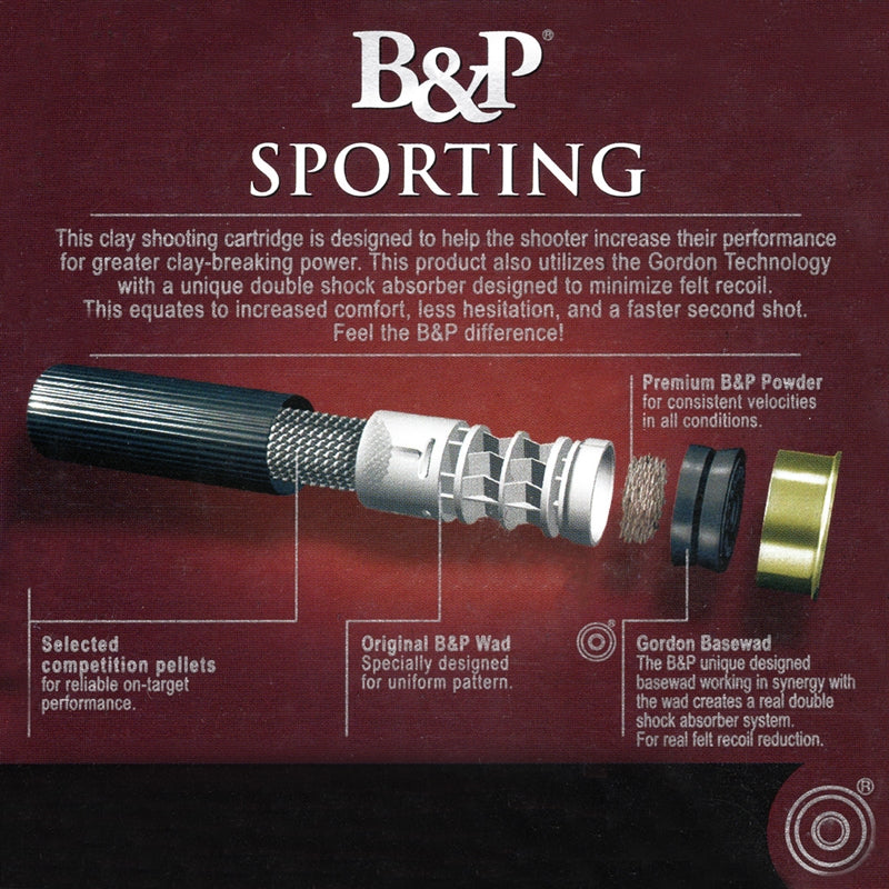 B&P Sporting 12 Gauge Ammo 2 3/4" 1 1/8 oz #7.5 Shot - 12B8SH75
