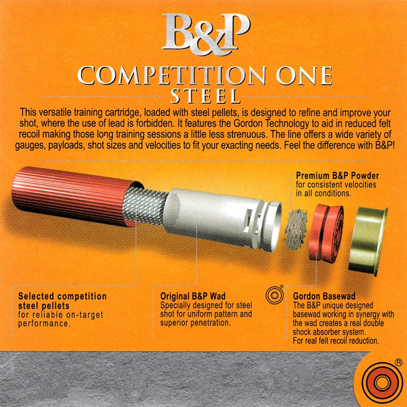 B&P Competition One 12 Gauge Ammo 2 3/4" 1 oz #7.5 Steel Shot - 12B1GCP7