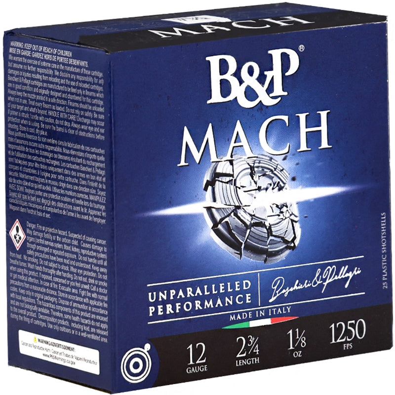 B&P Mach 12 Gauge Ammo 2 3/4" 1 1/8 oz #7 1/2 Lead Shot - 12B18FL7
