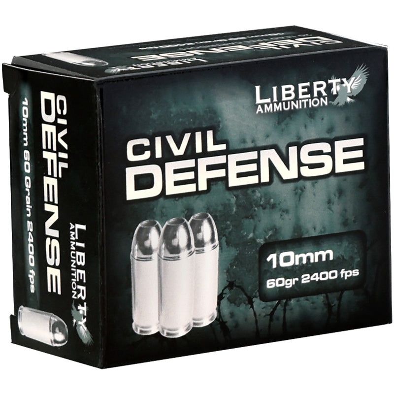 Liberty Civil Defense 10mm Ammo 60 Grain Fragmenting Hollow Point - LA-CD-10-032