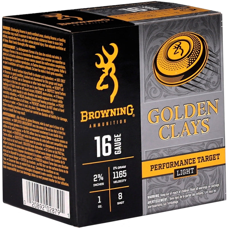 Browning Golden Clays 16 Gauge Ammo 2 3/4" 1 oz #8 Lead Shot - BGC168