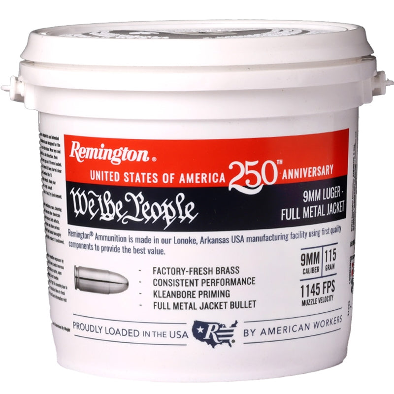 Remington We The People 9mm Ammo 115 Grain Full Metal Jacket Bucket - 21385
