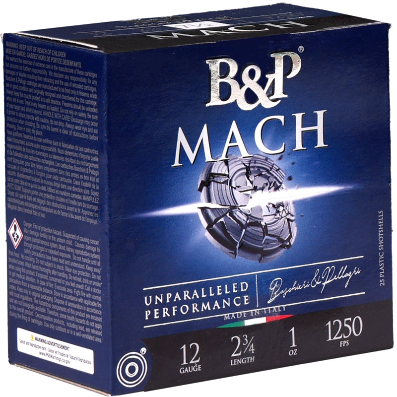B&P Mach 12 Gauge Ammo 2 3/4" 1 oz #7 1/2 Lead Shot - 12B1F2L7