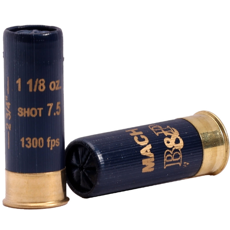 B&P Mach 12 Gauge Ammo 2 3/4" 1 1/8 oz #7 1/2 Lead Shot - 12B18FH7