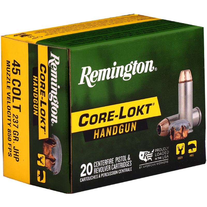 Remington Core-Lokt 45 Colt Ammo 237 Grain Jacketed Hollow Point - 20272