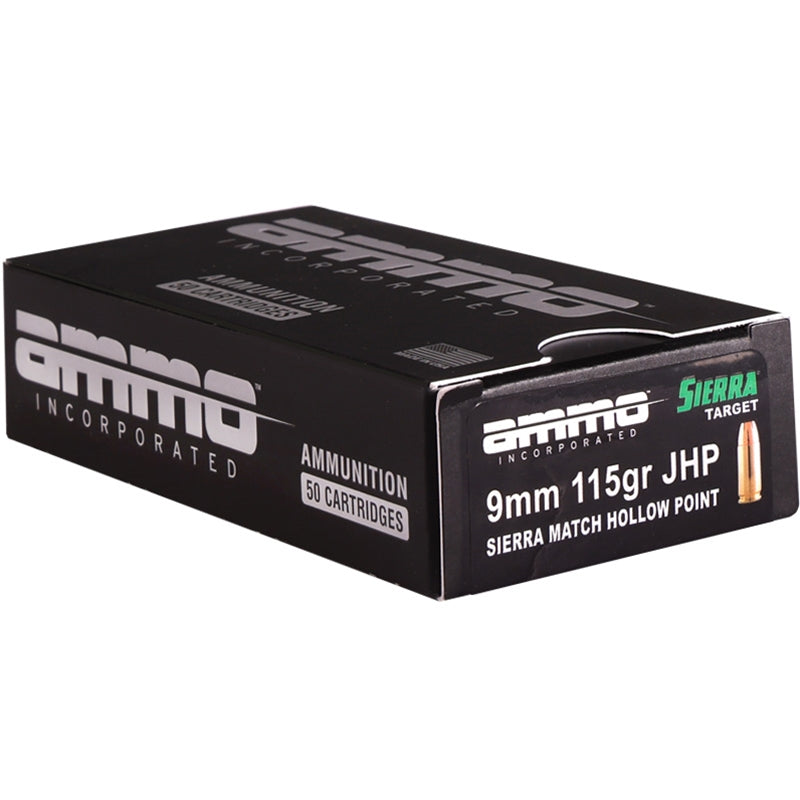 Ammo Inc 9mm Ammo 115 Grain Jacketed Hollow Point - 9115JHP-SRR50