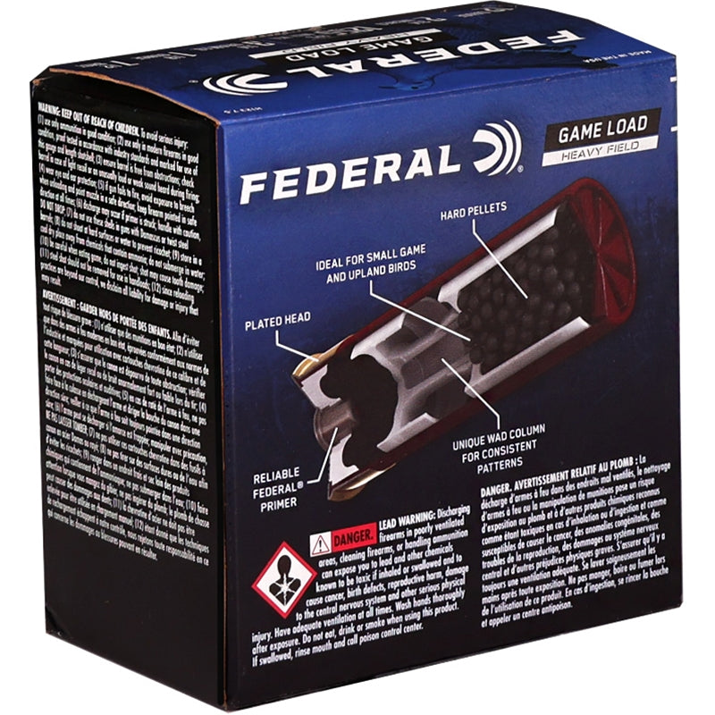 Federal Game Load 12 Gauge Ammo 2 3/4" 1 1/8 oz 3 1/4 DRAM #7 1/2 Lead Shot - H123 7.5