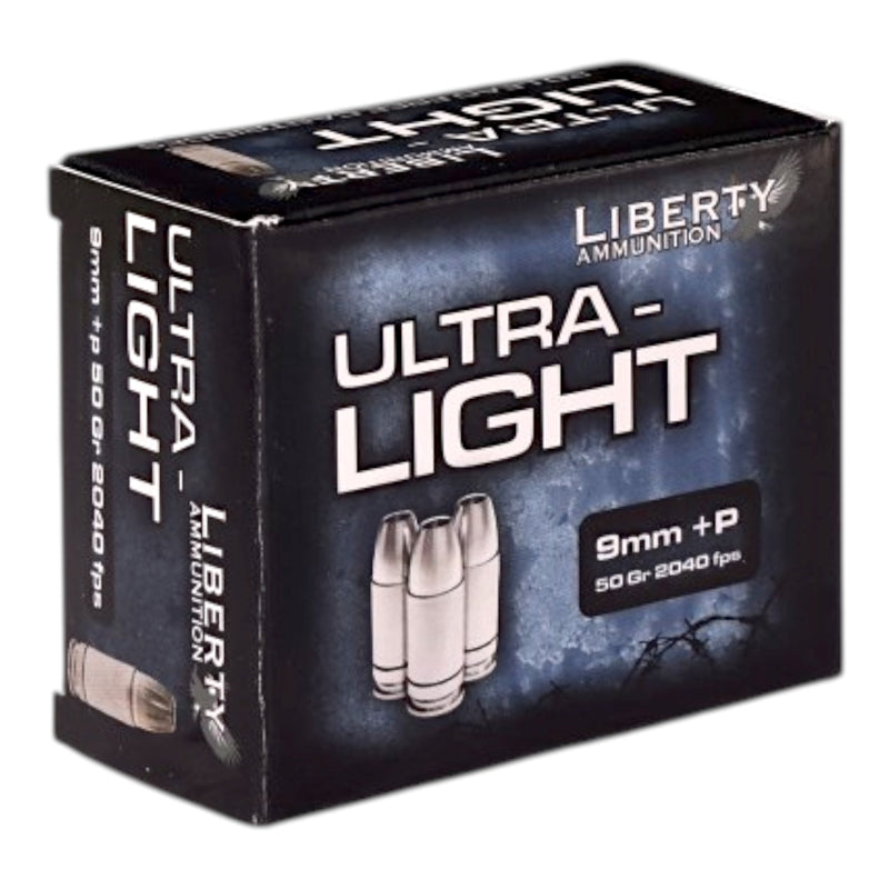 Liberty Ammunition Ultra-Light 9mm +P Ammo 50 Grain Lead Free Fragmenting Hollow Point - LA-UL-9-052