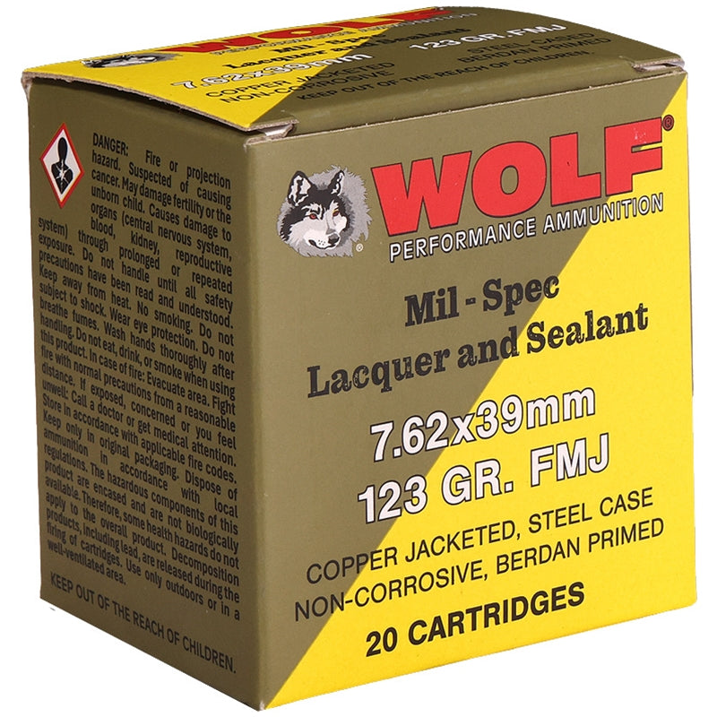 Wolf Performance Mil-Spec 7.62x39mm Ammo 123 Grain Full Metal Jacket - WLF26F038020