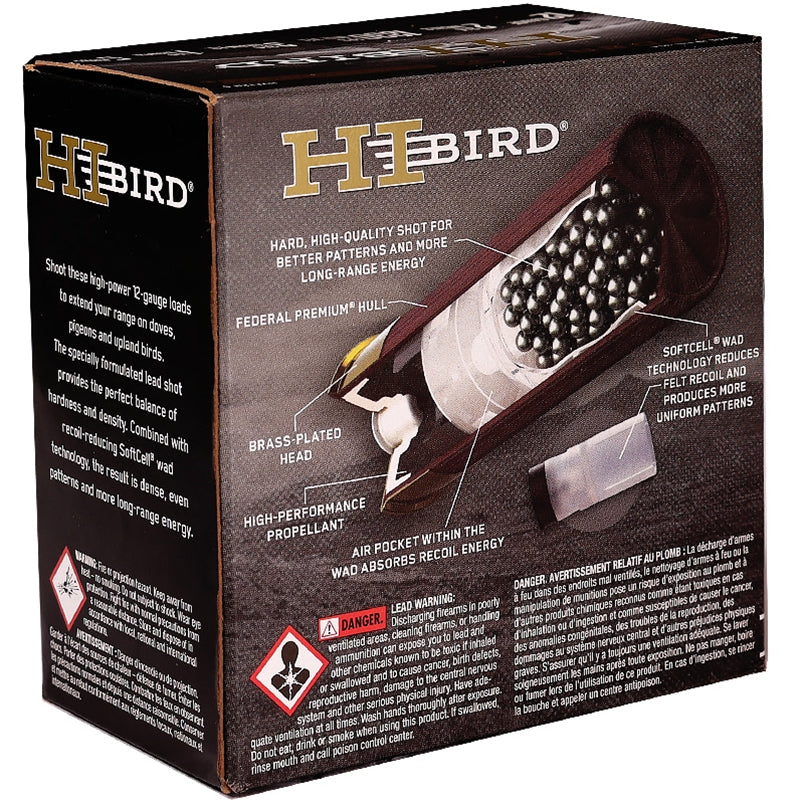 Federal HI-BIRD 12 Gauge Ammo 2 3/4" 1 1/4 oz 3 3/4 DRAM #5 Lead Shot - HVF12H 5