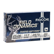 Fiocchi Field Dynamics 25-06 Remington Ammo 117 Grain Pointed Soft Point - 2506B