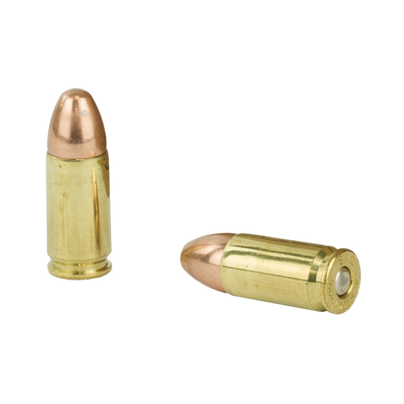 SIG SAUER Elite Ball 9mm Luger +P Ammo 124 Grain Full Metal Jacket - E9MMB2P-M17-50