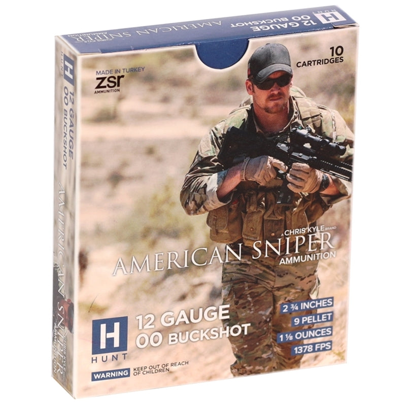 ZSR American Sniper Hunt 12 Gauge Ammo 2 3/4" 1 1/8oz 00 Buckshot 9 Pellets - 00BUCK9PELL