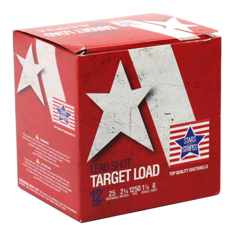 Stars and Stripes Target Loads 12 Gauge Ammo 2-3/4"1 1/8 oz #8 Shot - CT13208