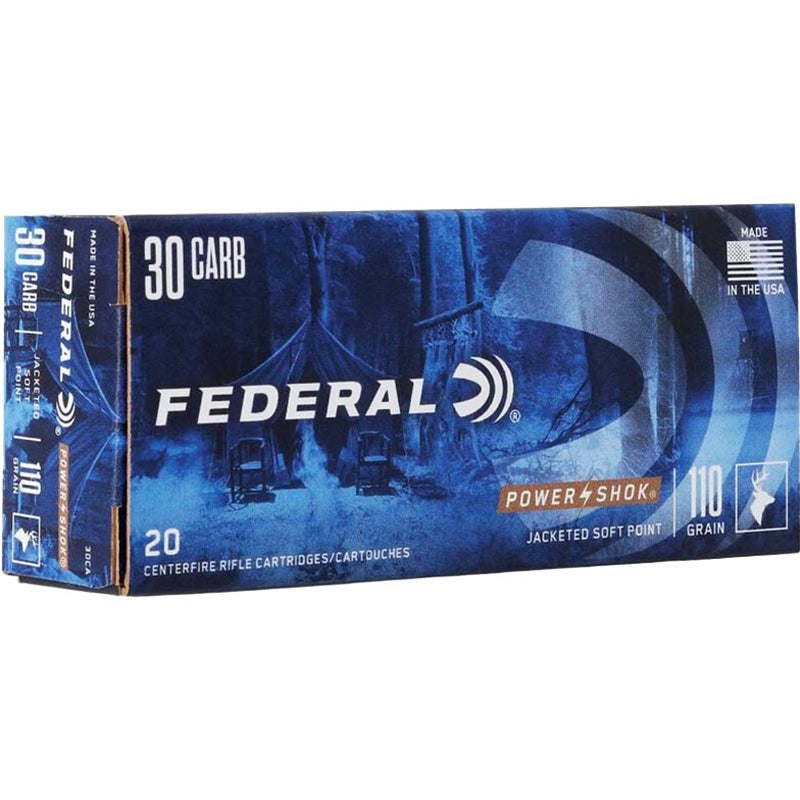 Federal Power-Shok 30 Carbine Ammo 110 Grain Jacketed Soft Point - 30CA