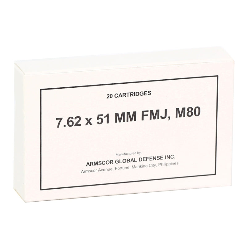 Armscor 7.62x51mm M80 Ammo 147 Grain Full Metal Jacket - 50203