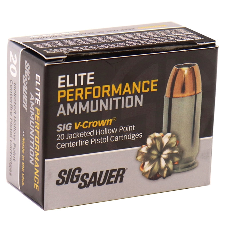 Sig Sauer Elite Performance 9mm Ammo 147 Grain V-Crown Jacketed Hollow Point - E9MMA3-20