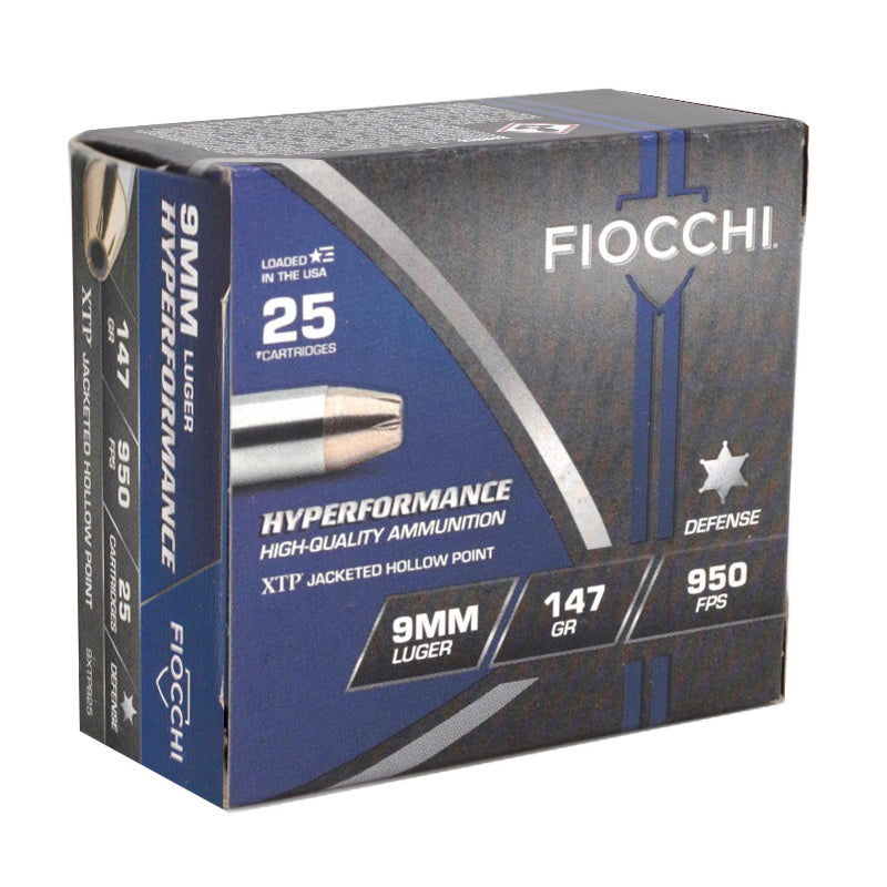 Fiocchi Hyperformance 9mm Ammo 147 Grain XTP Jacketed Hollow Point - 9XTPB25