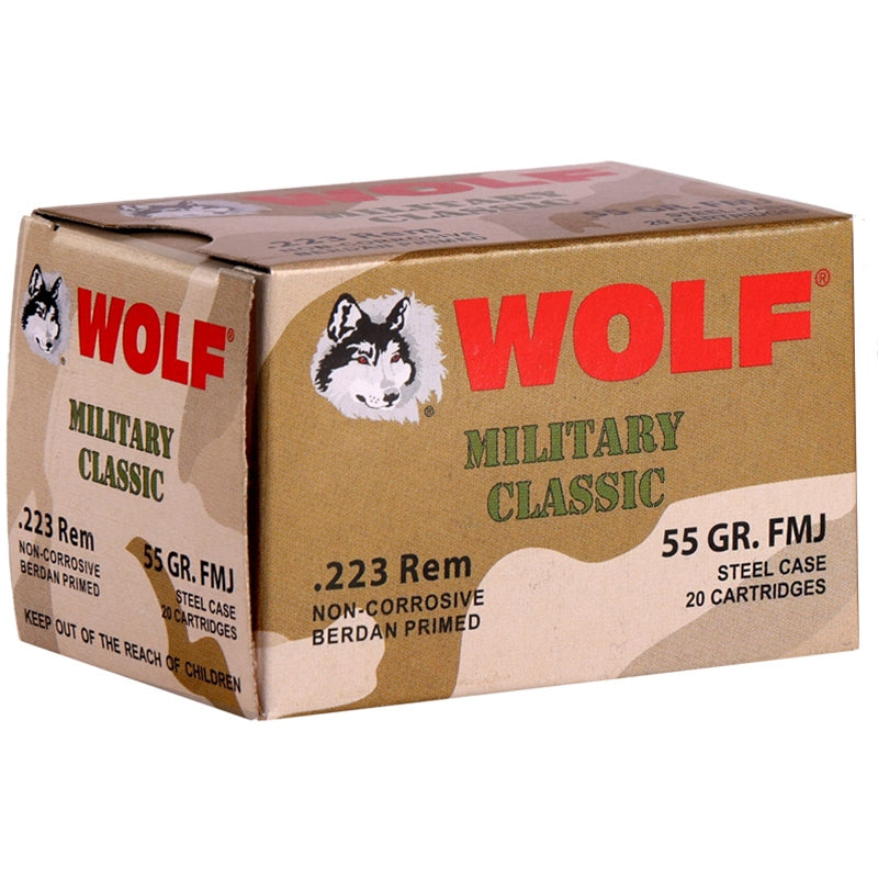 Wolf Military Classic 223 Ammo 55 Grain Full Metal Jacket - MC22355FMJ