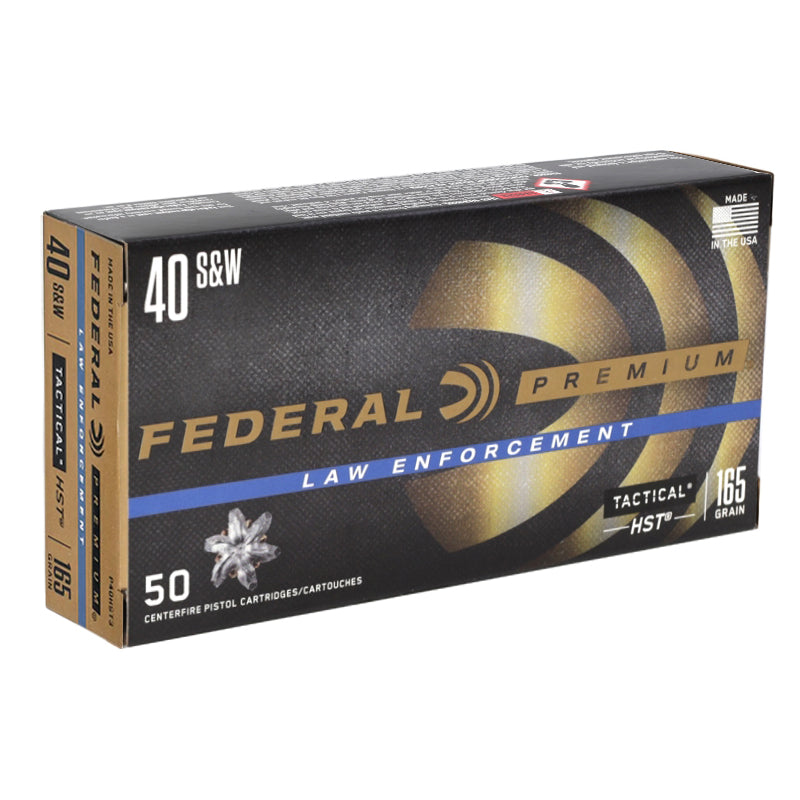 Federal Law Enforcement 40 S&W Ammo 165 Grain HST Jacketed Hollow Point -  P40HST3