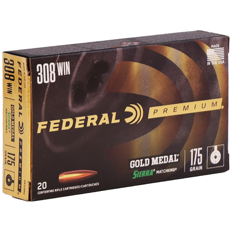 Federal Gold Medal 308 Winchester Ammo 175 Grain Sierra MatchKing Hollow Point