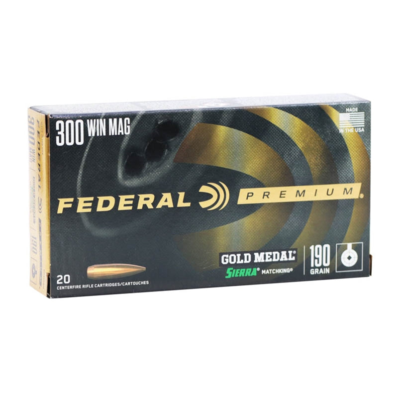 Federal Gold Medal 300 Winchester Magnum Ammo 190 Grain Sierra MatchKing Hollow Point - GM300WM