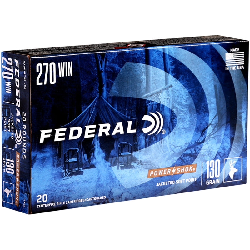 Federal Power-Shok 270 Winchester Ammo 130 Grain Jacketed Soft Point - 270A