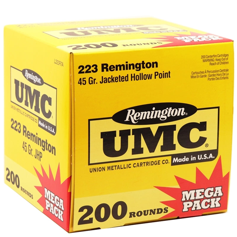 Remington UMC 223 Ammo 45 Grain Jacketed Hollow Point Mega Pack