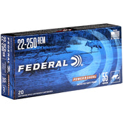Federal Power-Shok 22-250 Remington Ammo 55 Grain Jacketed Soft Point - 22250A