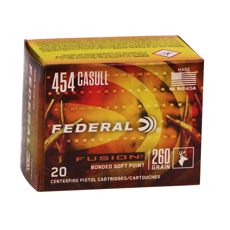 Federal Fusion 454 Casull Ammo 260 Grain Jacketed Hollow Point - F454FS1