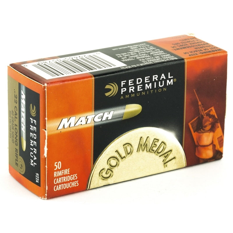 Federal Gold Medal Match 22 Long Rifle Ammo 40 Grain Lead Round Nose - 922A