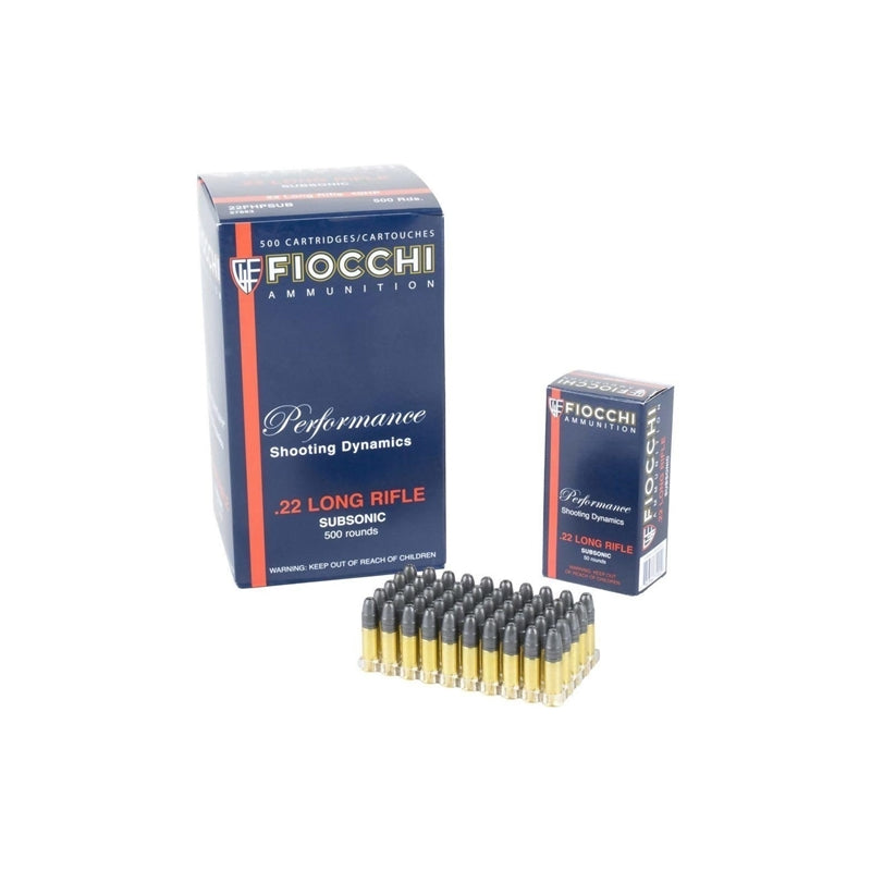 Fiocchi 22 Long Rifle Ammo 40 Grain Subsonic Hollow Point - 22FHPSUB