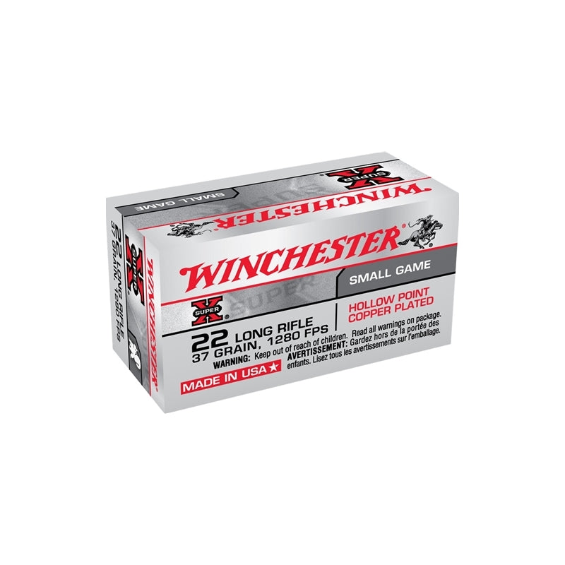 Winchester Super-X 22 Long Rifle Ammo 37 Grain Copper Plated Hollow Point - X22LRH