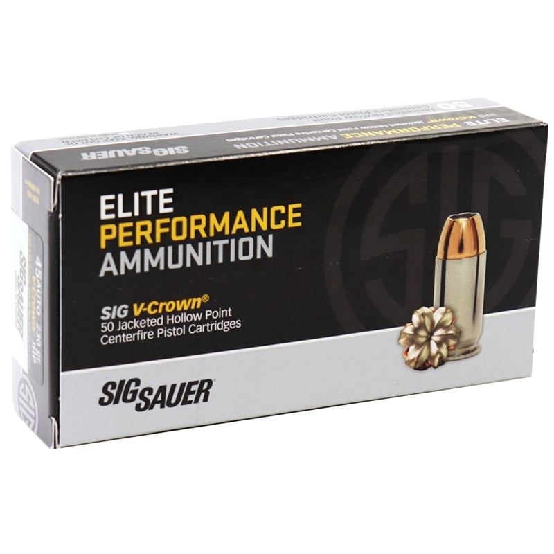 Sig Sauer Elite Performance 45 ACP Auto Ammo 230 Grain V-Crown Jacketed Hollow Point - E45AP250