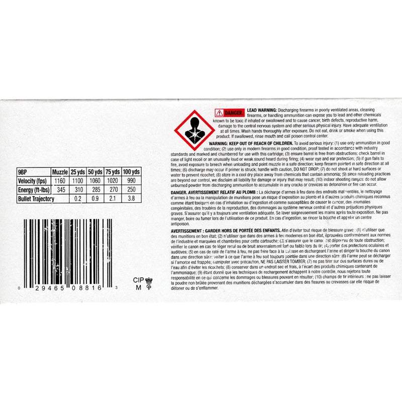 Federal Classic 9mm Ammo 115 Grain Hi-Shok Jacketed Hollow Point - 9BP