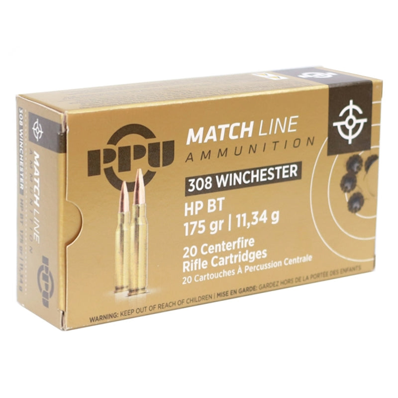 Prvi Partizan Match 308 Winchester Ammo 175 Grain Hollow Point Boat Tail - PPM3084