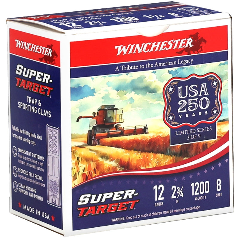 Winchester Super Target 12 Gauge Ammo 2-3/4" 1-1/8 oz #8 Shot 250 Round Case - TRGT12M8