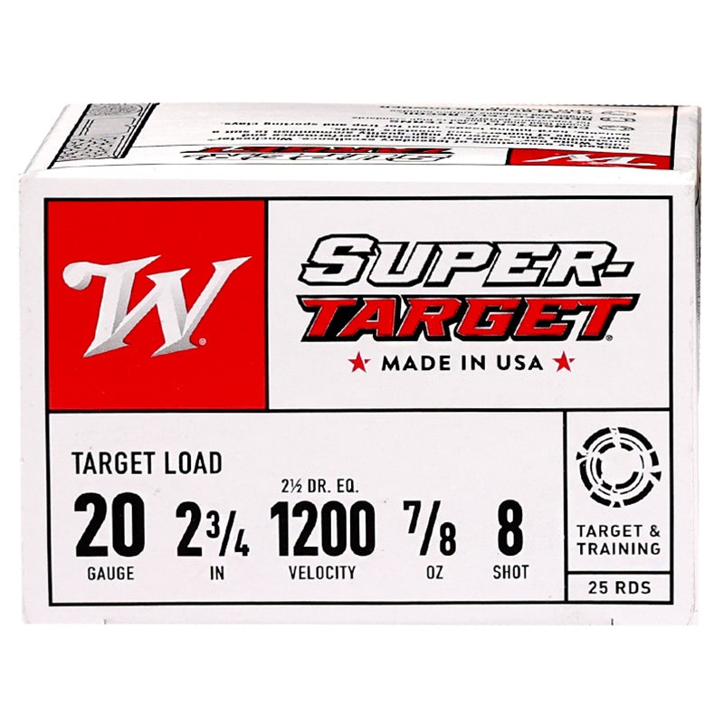 Winchester Super Target 20 Gauge Ammo 2 3/4" 7/8oz. #8 Shot 250 Round Case