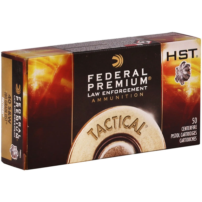 Federal Law Enforcement 40 S&W Ammo 180 Grain HST Jacketed Hollow Point - P40HST1