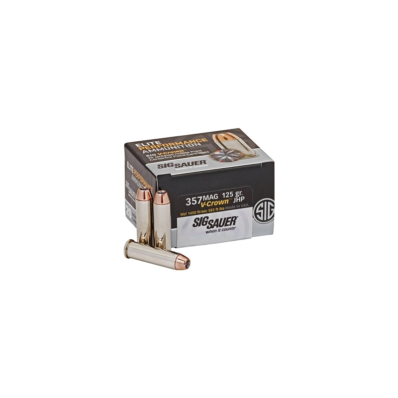 Sig Sauer Elite Performance 357 Magnum Ammo 125 Grain V-Crown Jacketed Hollow Point - E357M1-20