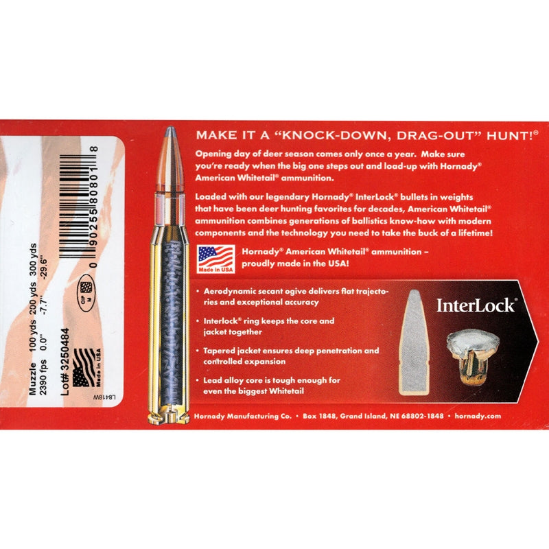 Hornady American Whitetail 30-30 Winchester Ammo 150 Grain Interlock Round Nose - 80801